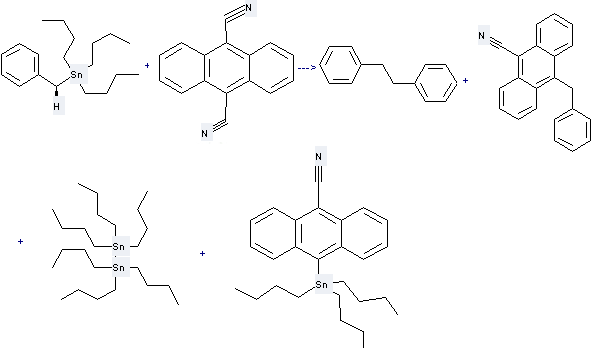 Distannane,1,1,1,2,2,2-hexabutyl- can be prepared by Anthracene-9,10-dicarbonitrile with Benzyl-tributyl-stannane. 